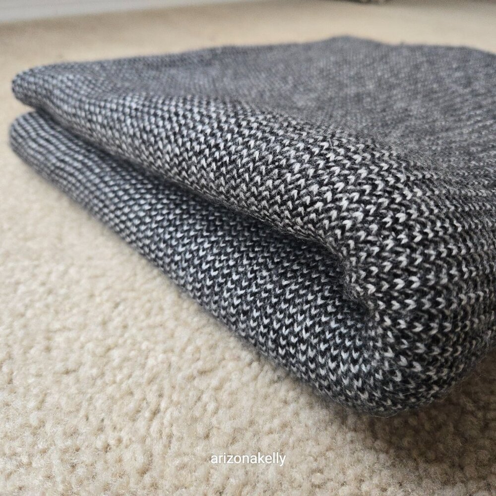 {{{Thick}}} Cashmere Wrap Birdseye Knit Black & White Symphony - Picture 14 of 14